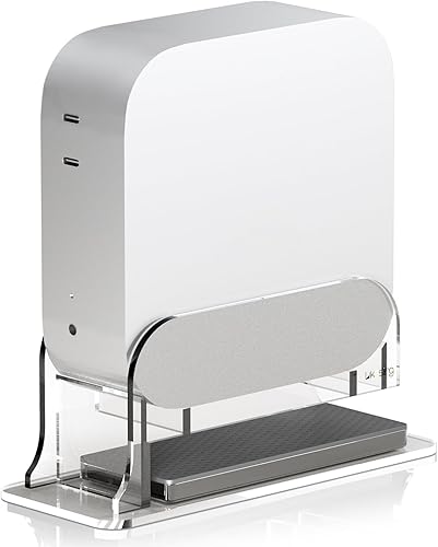 Soporte de escritorio vertical de acrílico transparente para Mac mini M4M4 Pro 2024, soporte para Mac mini M4 con ranura de almacenamiento externa,