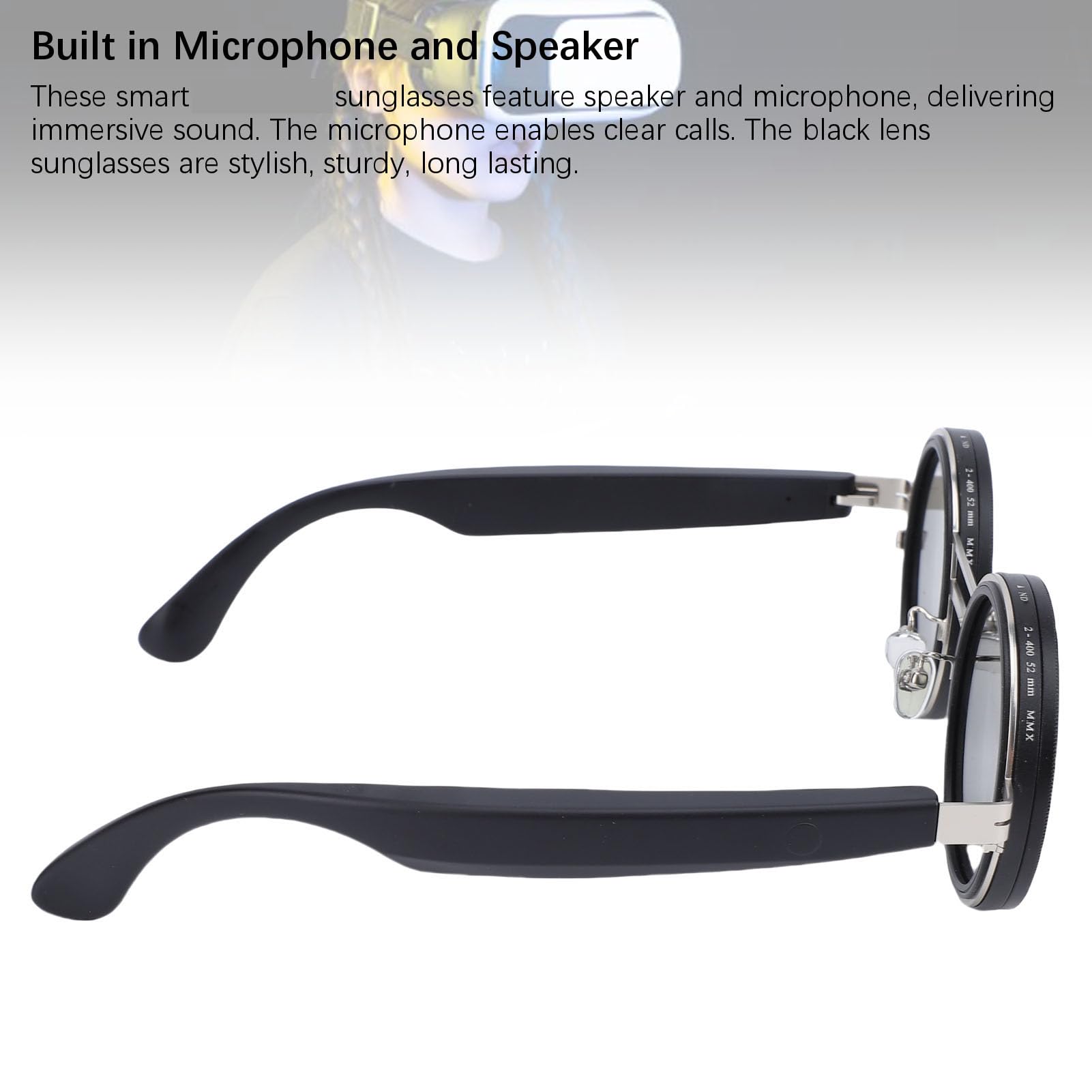 Fockety Lunettes Intelligentes de Traduction AI, Plus de 100 Langues, Traduction en Temps Réel, Lunettes Bluetooth