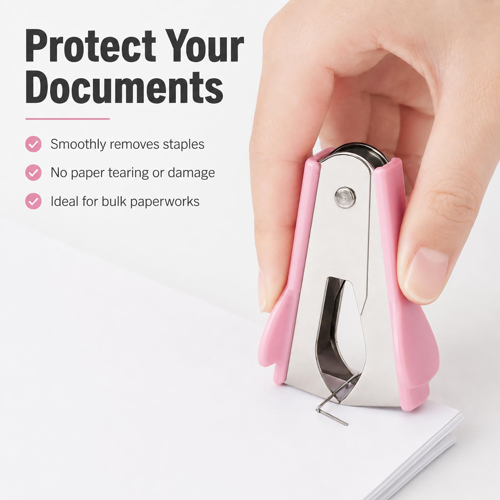 3 Stück Heftklammerentferner Rosa, Klammerentferner mit Breitem Fingergriff und Metallklaue, Entklammerer für Standardheftklammern, Dokumente, Papier, Büro, Schule, Zuhause und Schreibtisch