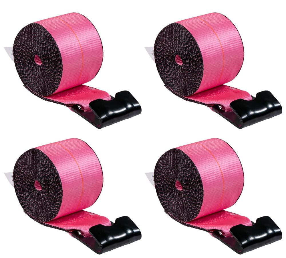 TM USWWAGOODS Replacement for/Fits 4 Pk 4'x30' Pink Winch Straps with Flat Hooks 5400 lbs WLL Tie Down Straps