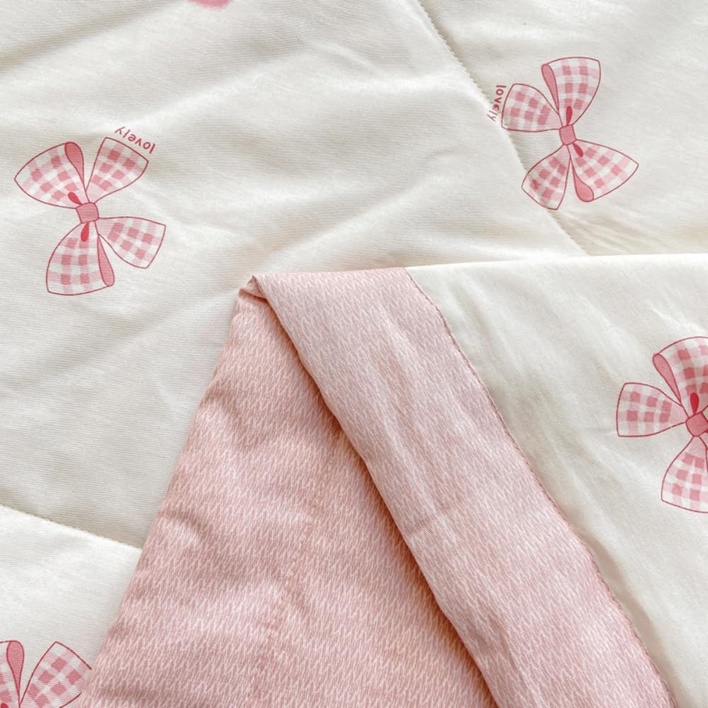 100% Cotone Trapuntino Copriletto Doppia Faccia Estivo Trapunta Leggera Fresco d'Estate Copriletto Trapuntato per Letto Singolo Letto Matrimoniale (Rosa Fiocco,150x200cm)