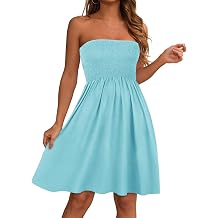 Summer Dresses for Women Strapless Casual Beach CoverUps Tube Top Sundress | 2026 Women Strapless Dress,Flowy Short Tube Top Dress, Elastic Bust Casual Summer Dress, A Line Beach Cover up