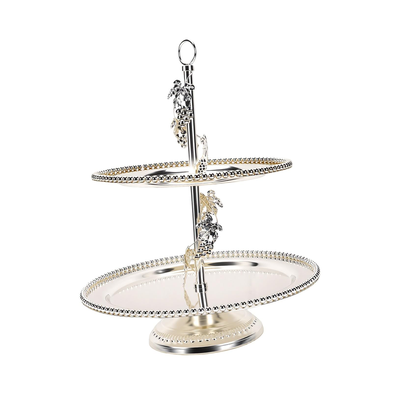 SIXRUN Soporte para Magdalenas de Metal, Bandeja para Servir de 2 Niveles | Construcción de Acero Inoxidable, Exhibición de Frutas Vintage para Fiesta de té, Fácil de Levantar y transportar.