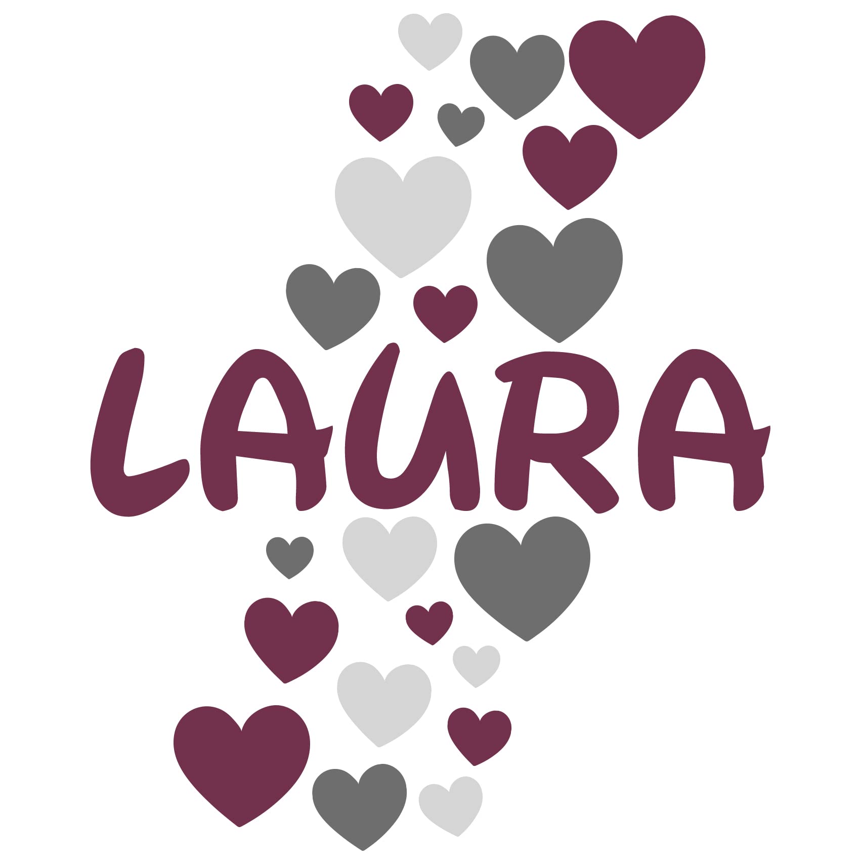 Wandtattoo personalisiert Wandsticker Set mit Namen für Kinderzimmer Babyzimmer Spielzimmer Wandaufkleber Wunschname Mädchen Junge (01 Herzen)