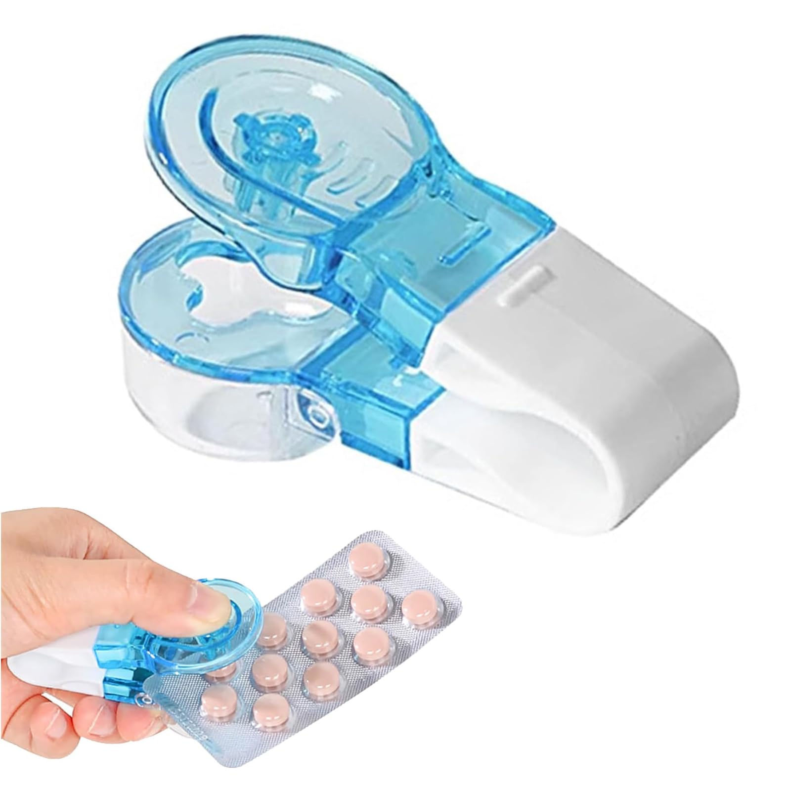 LPMXYW 1PC Portable Pill Taker Remover Portable Pill Box Pill Popper for Blister Packs Pill Dispenser Storage Box Easy to Take Out Pills from Package Tablet Assistance Tool for The Elderly (Blue)