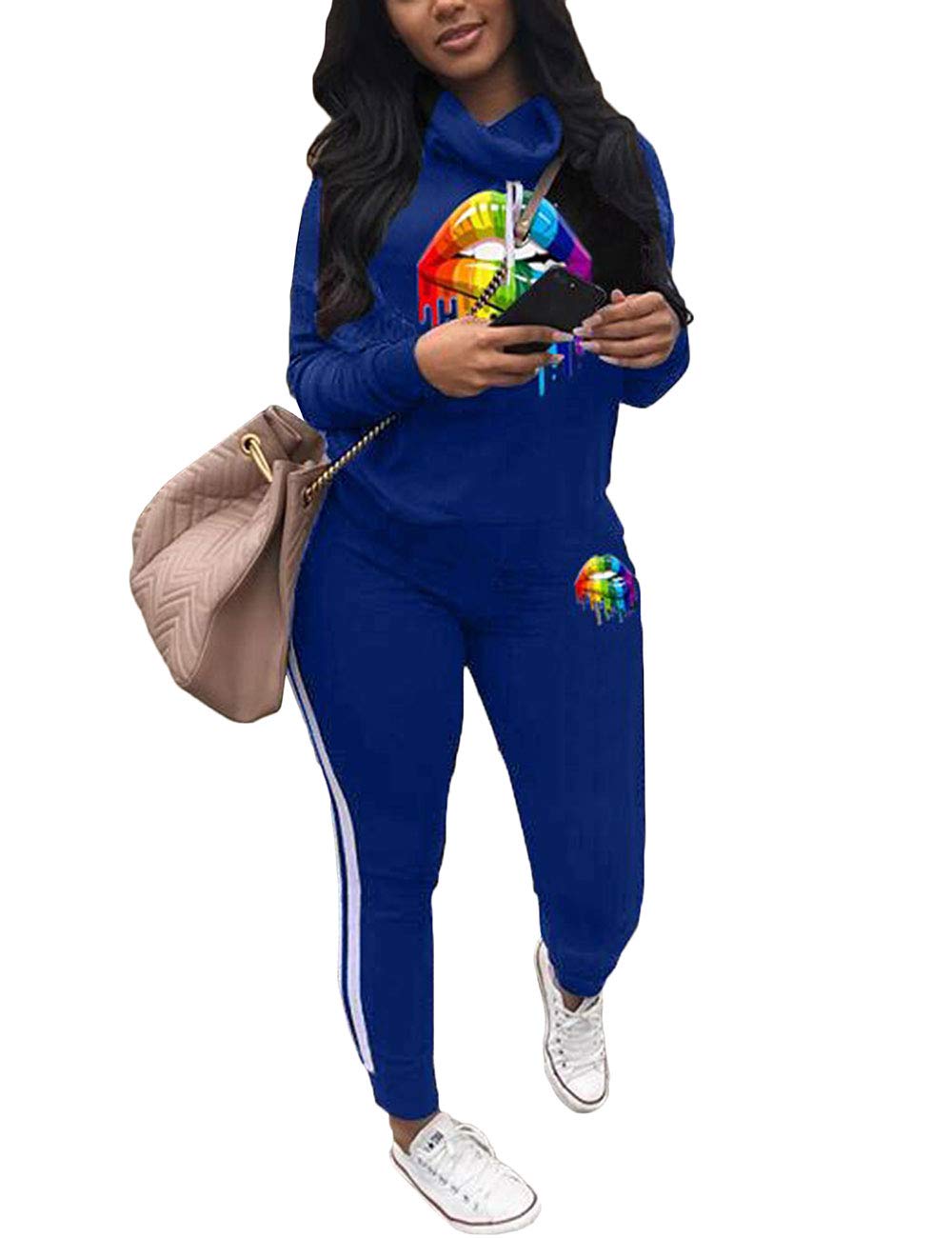 Angsuttc Womens Casual 2 Piece Tracksuit Outfits Long Sleeve Pullover Sweatshirt Jogger Pants Sweatsuits Set