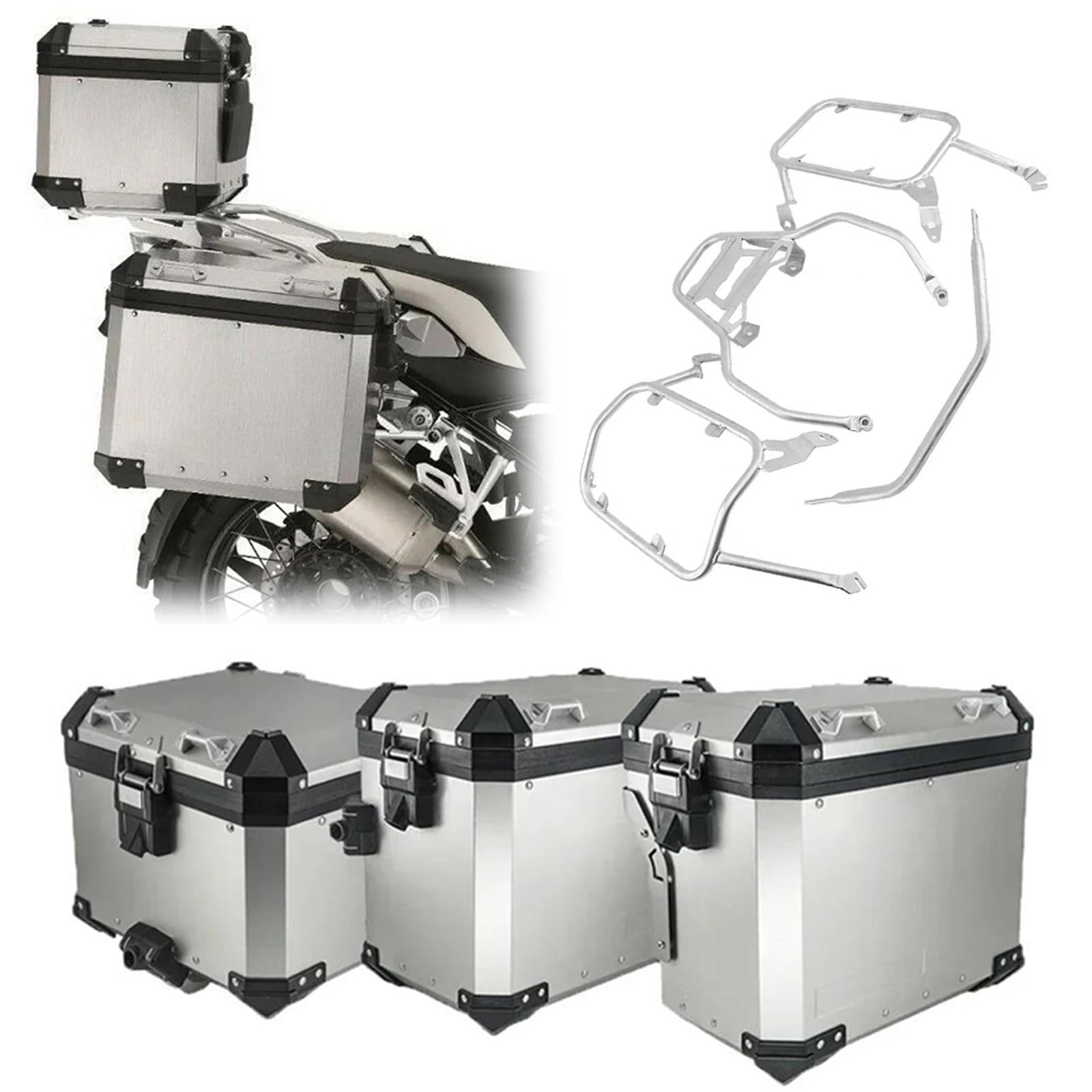Boîte à Bagages Sacoches Latérales De Moto, Coffre Rangement, Porte-Bagages, Accessoires pour Valise pour BMW R1250 GS LC 2018-2023 2022 2021 2020 2019(One Set Silver)