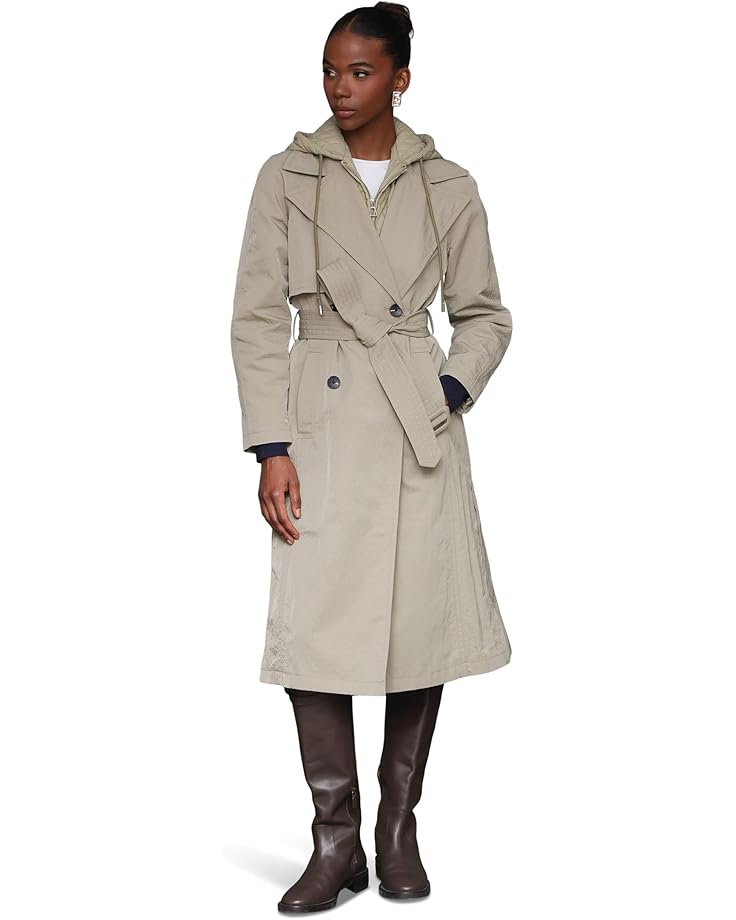 Avec Les Filles Raglan Sleeve Trench Coat With Quilted Bib - Main View