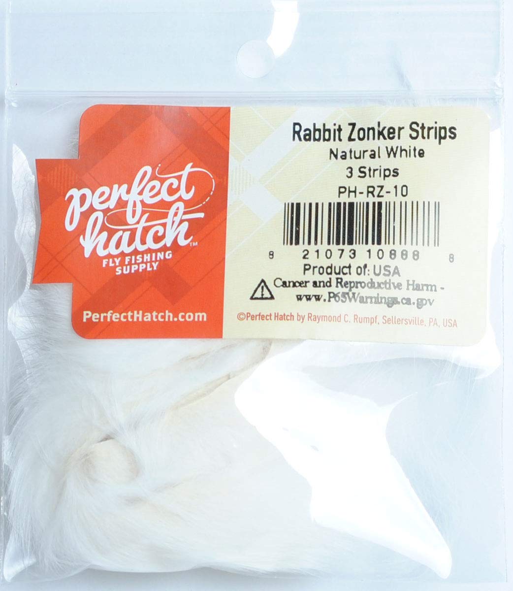 Perfect Hatch Rabbit Zonker Strips (Natural White) - Fly Tying Material - 1 Piece