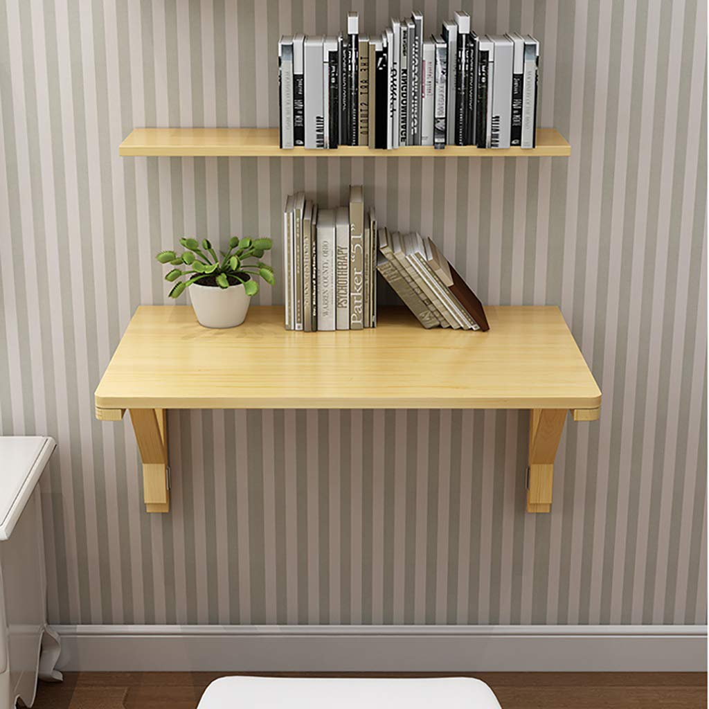 Natural Solid Wood Wall-Mounted Table, Drop-Leaf Wall Mounted Floating Table, Kitchen & Dining Table Computer Learning Children's Study Desks (Multiple Sizes)