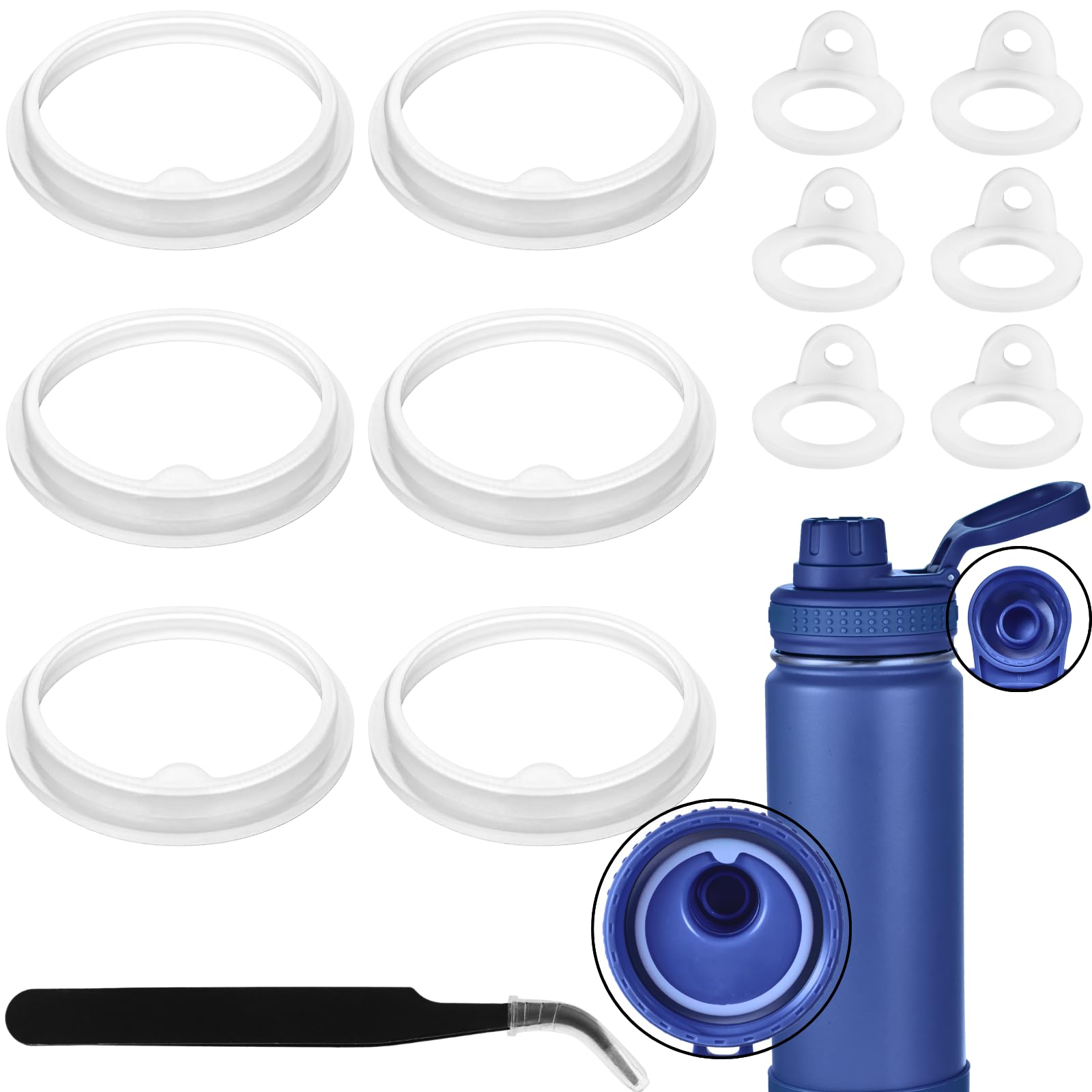 Lid Gasket Replacement for TAKEYA Actives Water Bottle 24OZ, Leak-Proof Rubber Seal Ring Gaskets O Ring Replacement Parts, Compatible with TAKEYA