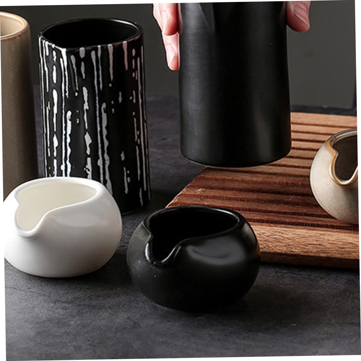 Cabilock Jarra de Leche de Cerámica Vintage 3 Piezas para Servir Crema Diseño Único Adecuado para Servicio de Café y Té en Exteriores