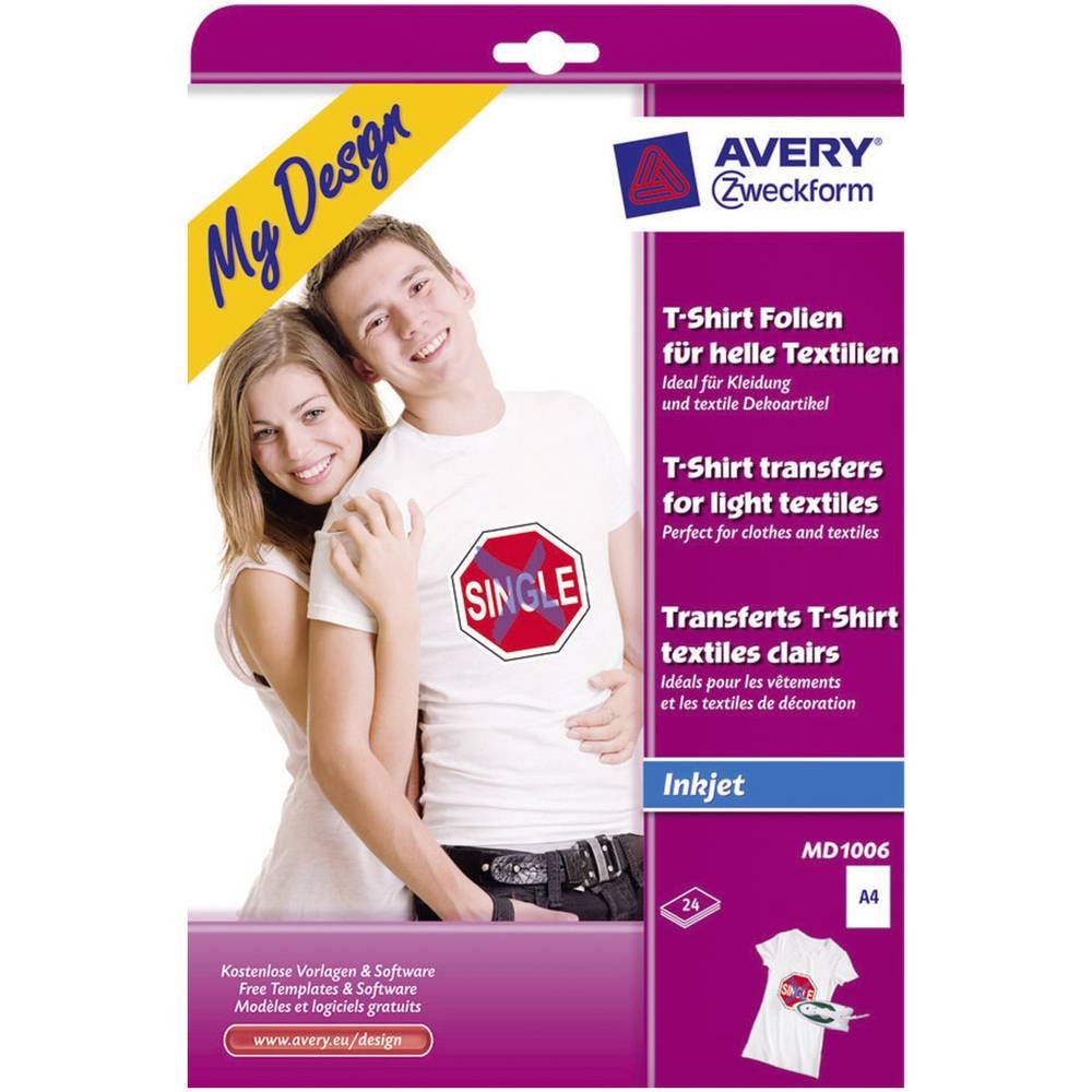 Avery Zweckform Textile Foil DIN A4 for Light Coloured Fabrics 24 Sheets