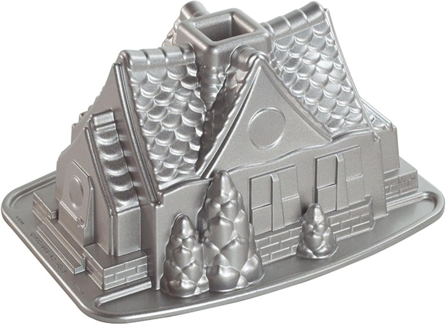 Tin Silver Gingerbread House Bundt Pan