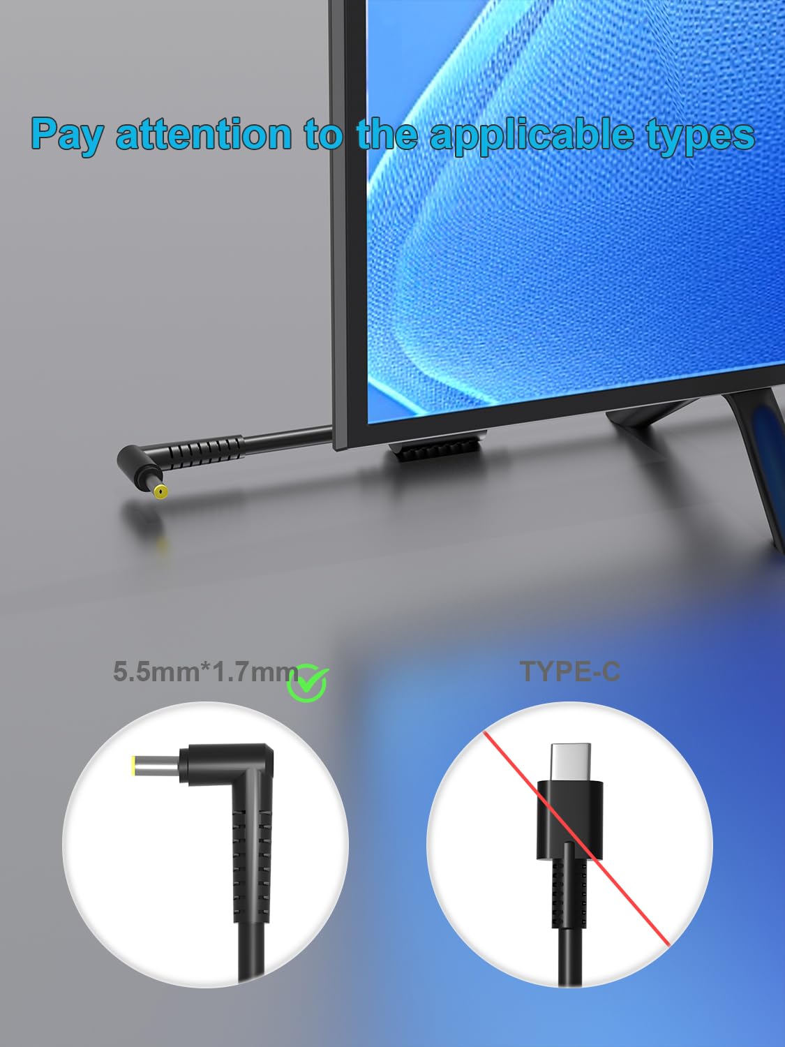 Ładowarka 19 V kompatybilna z Acer LCD Monitor H236HL SA230 G276HL G246HL G206HQL S271HL S240HL G236HL S220HQL S242HL G226HQL S230HL 19.520 20 2 1,5 23 23,8 24 25 27 cali Laptop