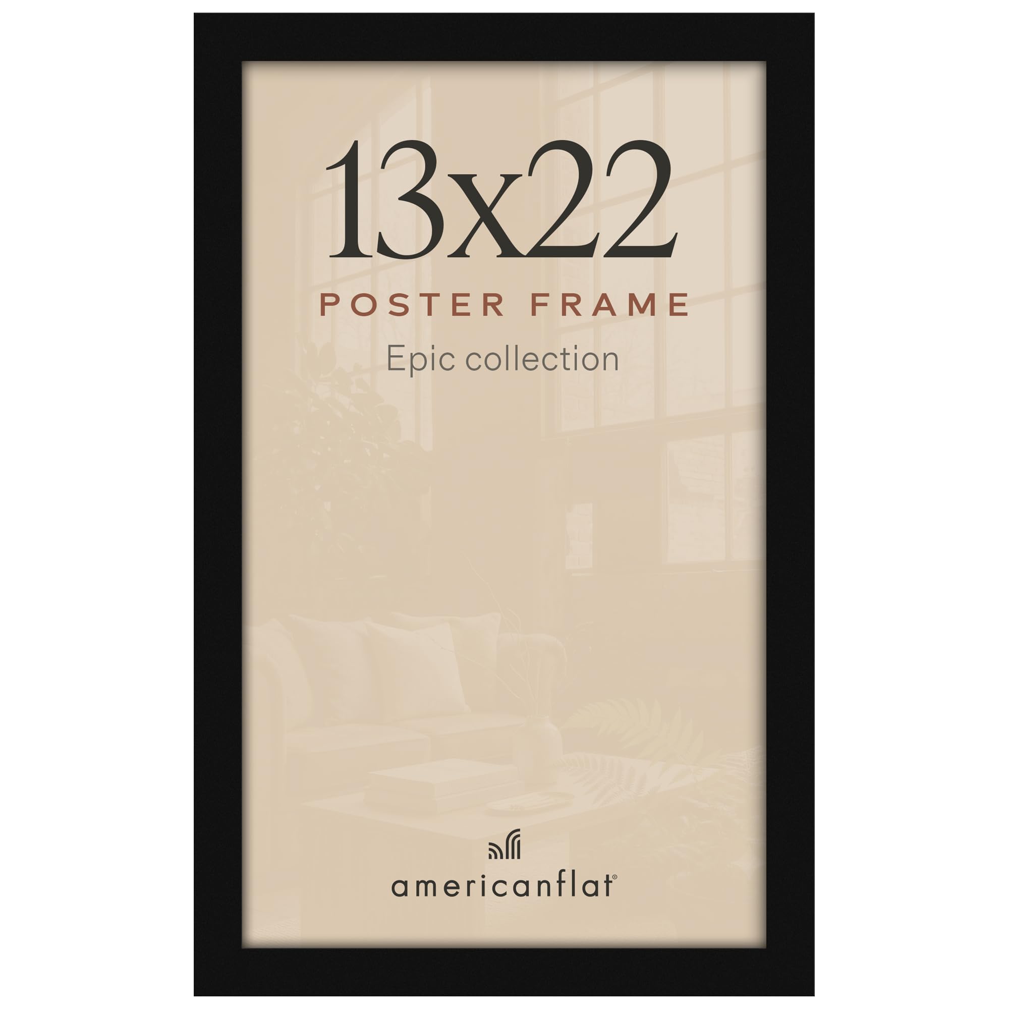 Americanflat 13x22 Poster Frame - Engineered Wood - Black