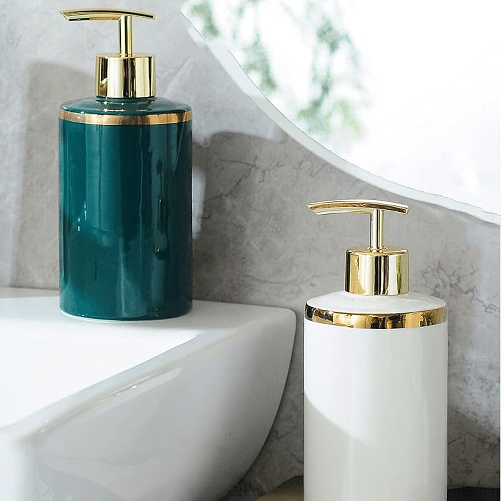Dispermato di sapone da bagno in stile fattoria in ceramica bottiglie di distributore di liquido, sapone per mani in ceramica+distributore di sapone per cucina, distributore di sapone ricaricabile del