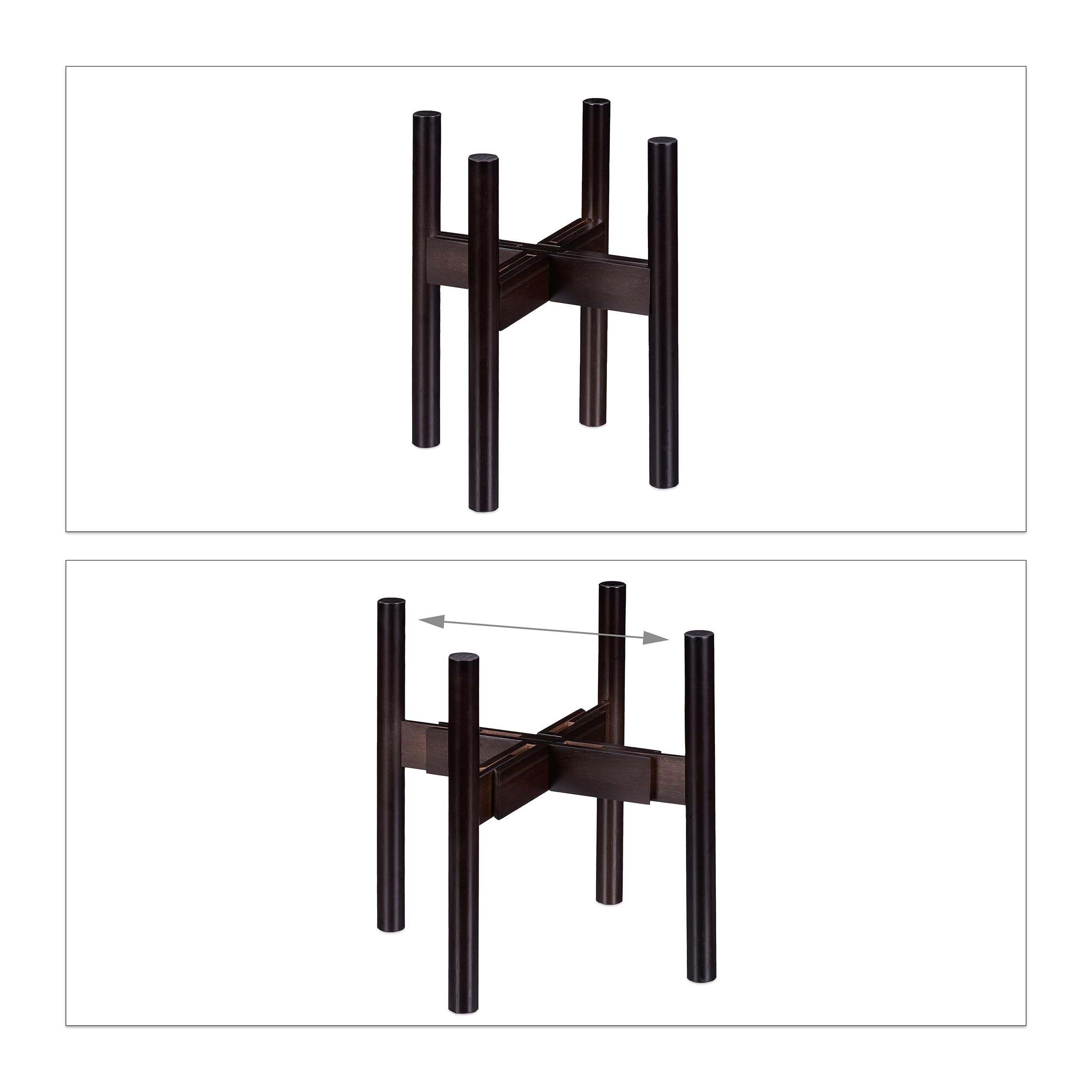 Relaxdays support bambou, réglage individuel, pour pots de fleurs jusqu’à 32 cm, H: 35,5 cm, marron, 1 élément