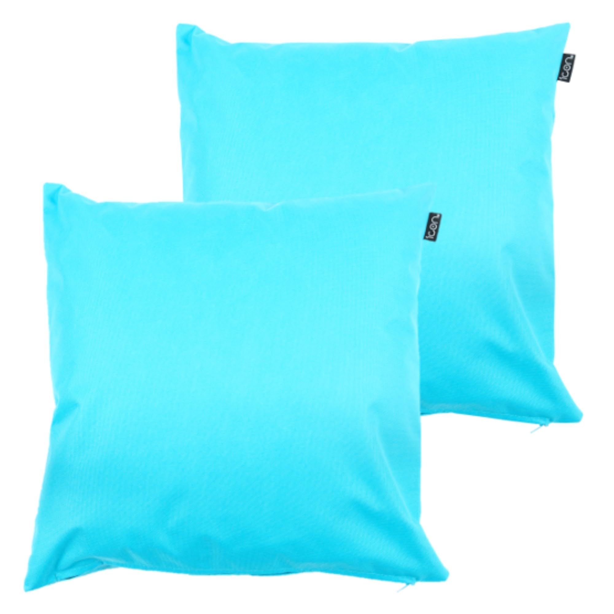 Bean Bag Bazaar Aqua Blue Outdoor Cushions Filled, Plain Collection, Set Of 2, 43Cm X 43Cm, Water Resistant, Blue Outdoor Cushions For Garden Furniture, Garden, Patio