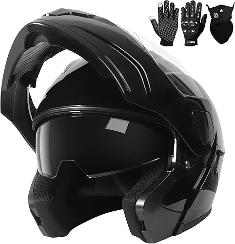 Casco modular para motocicleta de adultos, con doble visera abatible, cara completa, aprobado por DOT para hombres, mujeres, moto, ATV, UTV, moto de
