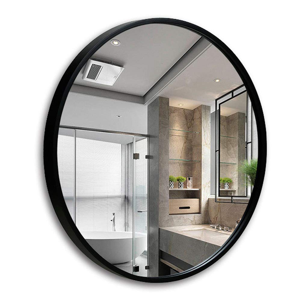 TYUHDUYUR Round Bathroom Mirror Circle Wall-Mounted Wooden Frame Mirror Makeup Shaving Wall Mirror 50-70cm Available (2 Colors)