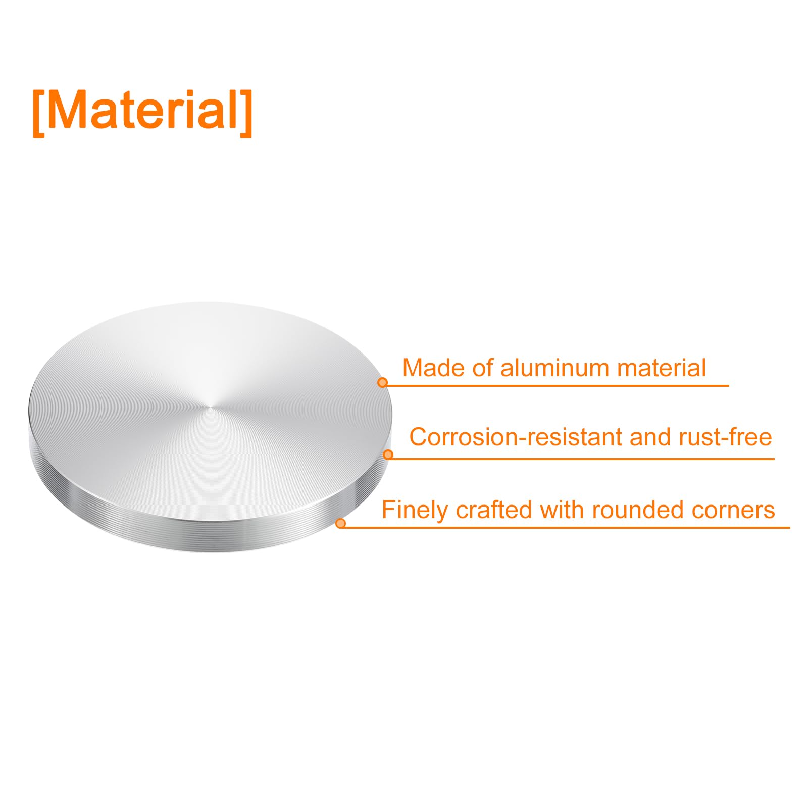 sourcing map 8 Stück Aluminium Scheibe Hardware für Glastisch | M10 Gewinde 60mm Durchmesser Runde Form, Aluminium Kreis Scheibe Glasplatte Adapter