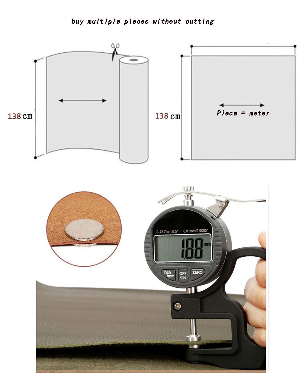 wangk Materiał ze sztucznej skóry, materiał do naprawy sofy, wodoodporny, miękki i wytrzymały, szerokość 138 cm, ręcznie robiona produkcja DIY