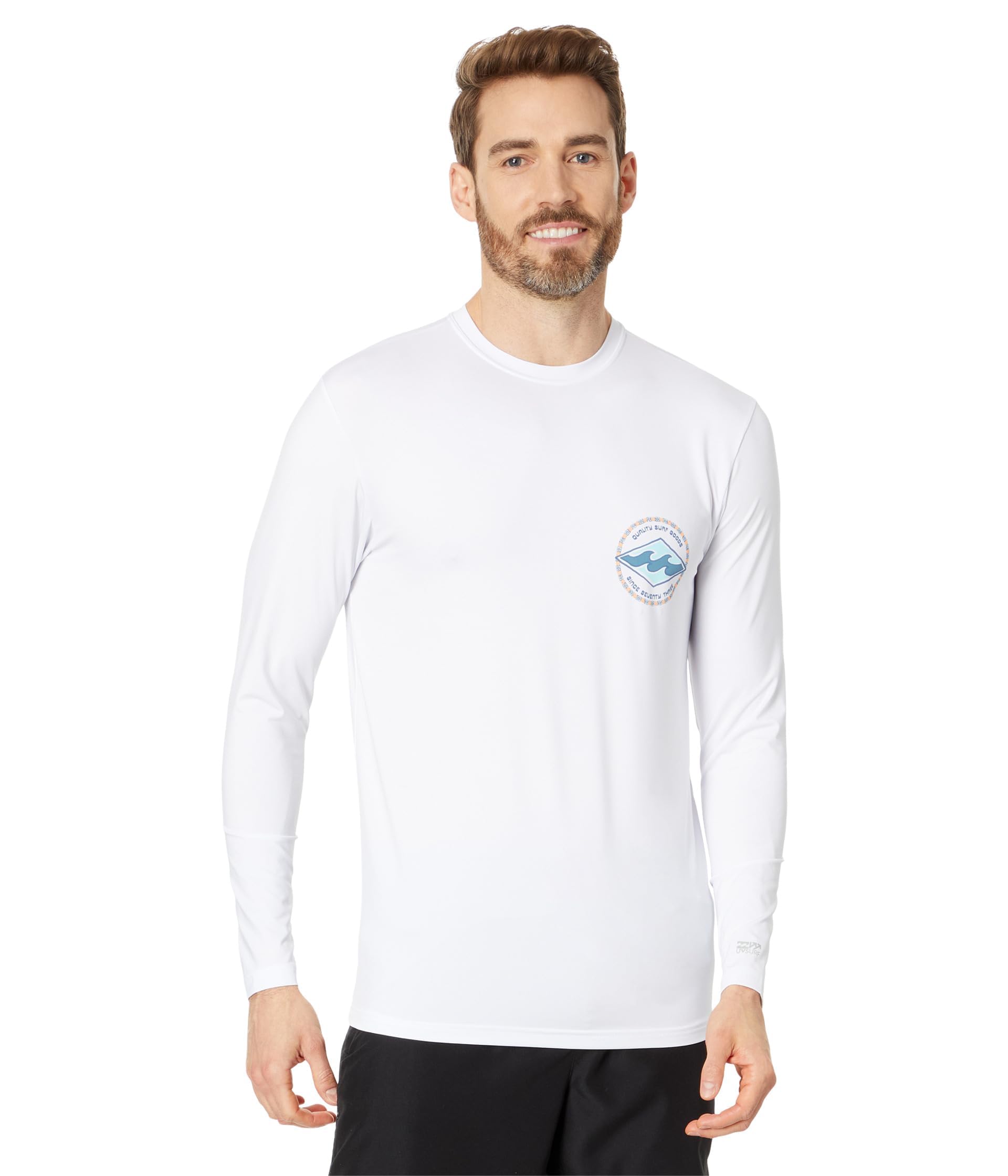 Billabong Men's Standard Rotor Diamond Loose Fit Long Sleeve Rashguard, White