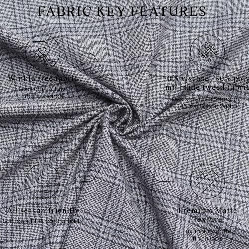 Image of BIGREAMS Unstitched Checkered Suiting Luxury Pants Fabric for Men - 1.5 Meter Pant Piece | Premium Blended Material | Soft Finish | Ideal for Formal Trousers