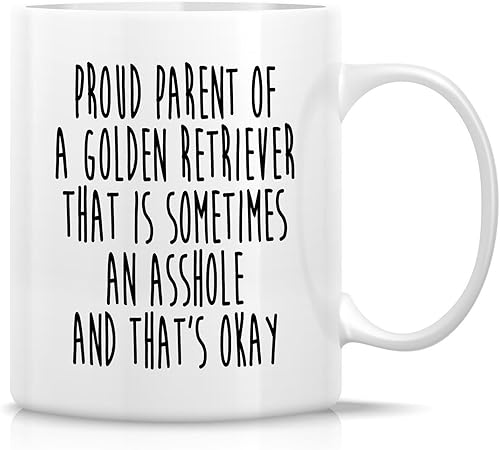 Retreez Taza divertida Proud Parent Of A Golden Retriever Dog Lover Dog Lover Dog Mom Dog Dad Tazas de café de cerámica de 11 onzas Humor Sarcasmo