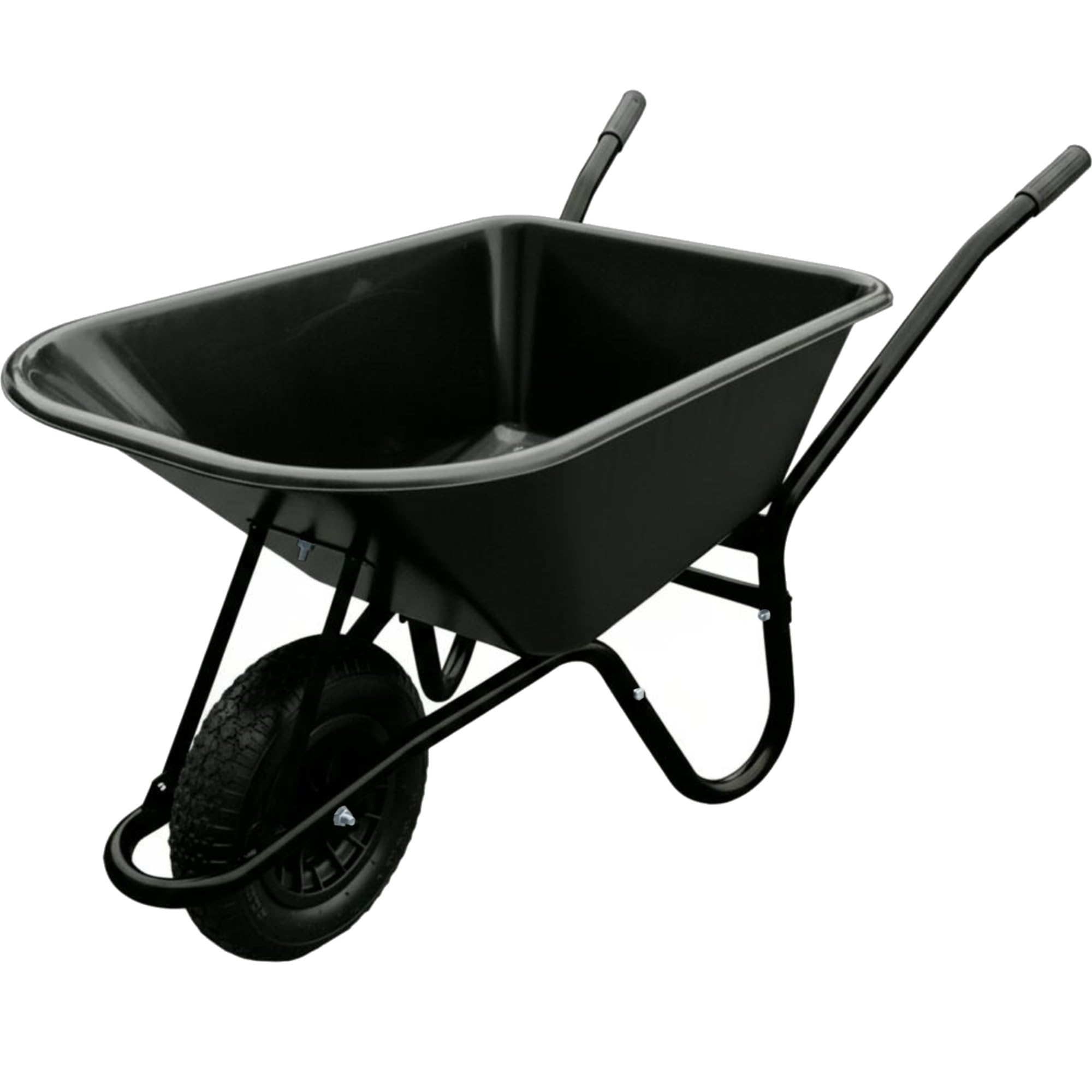 Ketobarrow Black Wheelbarrow - Plastic Wheelbarrow Professional Garden Barrow With Puncture Proof Solid Wheel - Taskbarrow 110 Litre