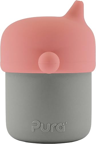 Pura my-my Silicone Sippy - Taza de entrenamiento, reutilizable, de grado alimenticio platino, a prueba de derrames para niños, niños pequeños,