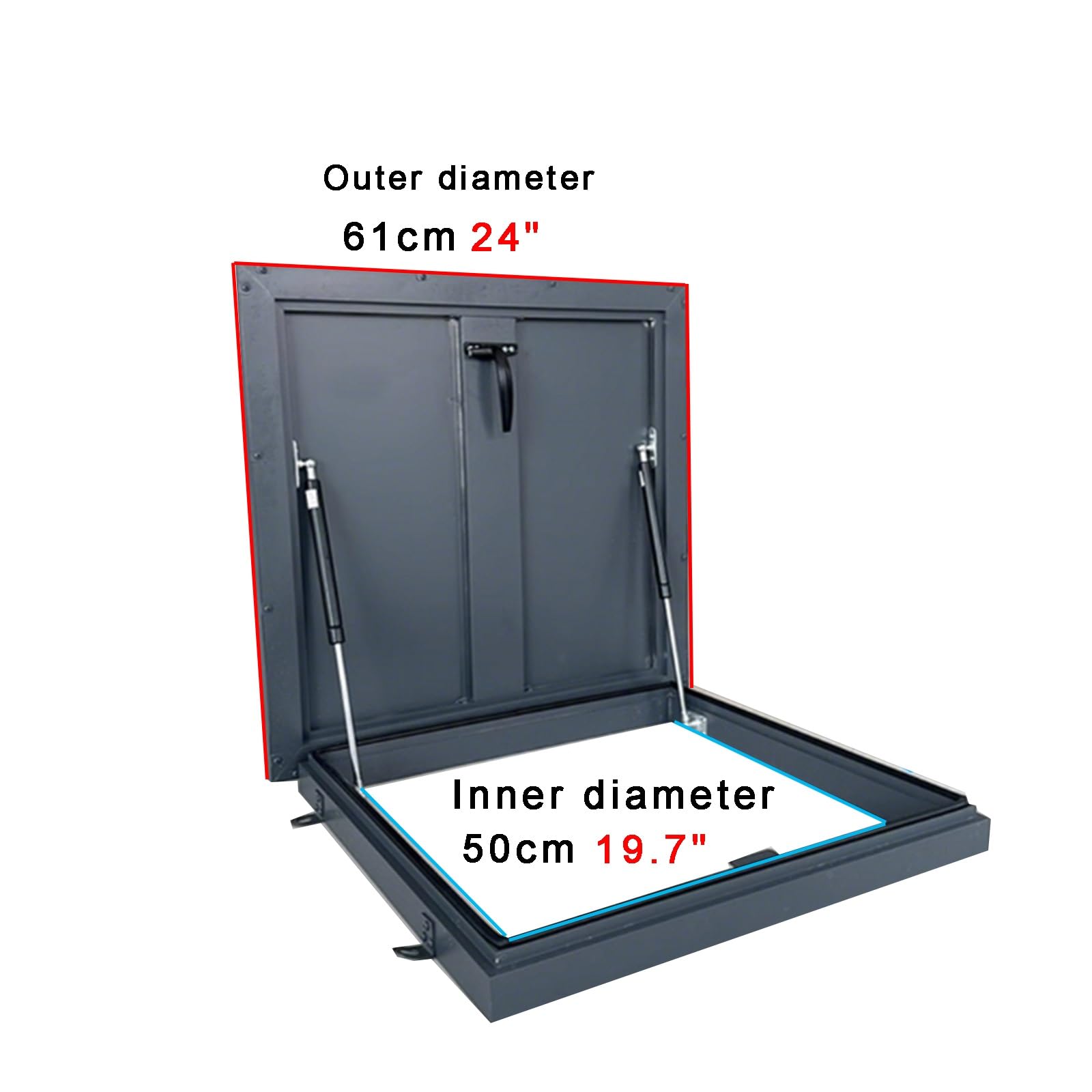 Ventana de Sótano Aluminio Reforzado Tejado/ático/azotea Protector contra La Lluvia con Asa Boca de Inspección Junta de Estanqueidad contra La Lluvia Color Gris