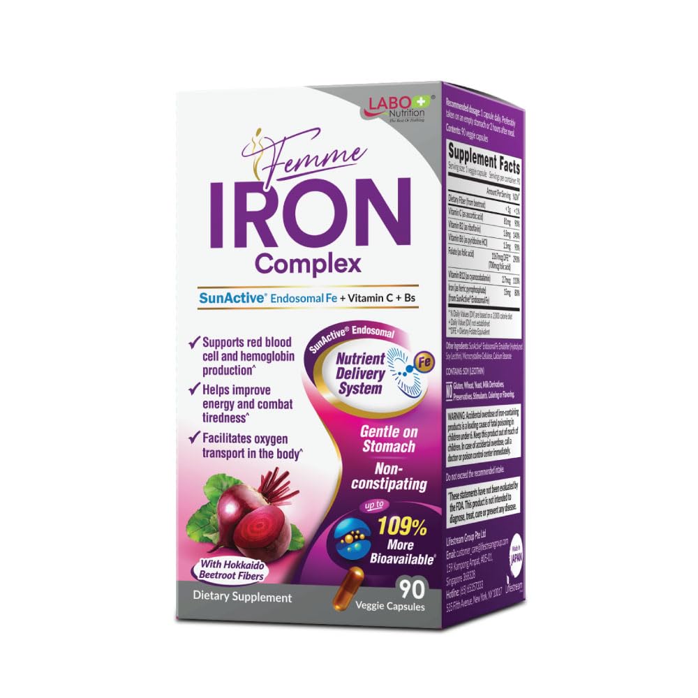 LABO Nutrition Femme Iron - No Metallic Taste, Non Constipating 90 Capsules