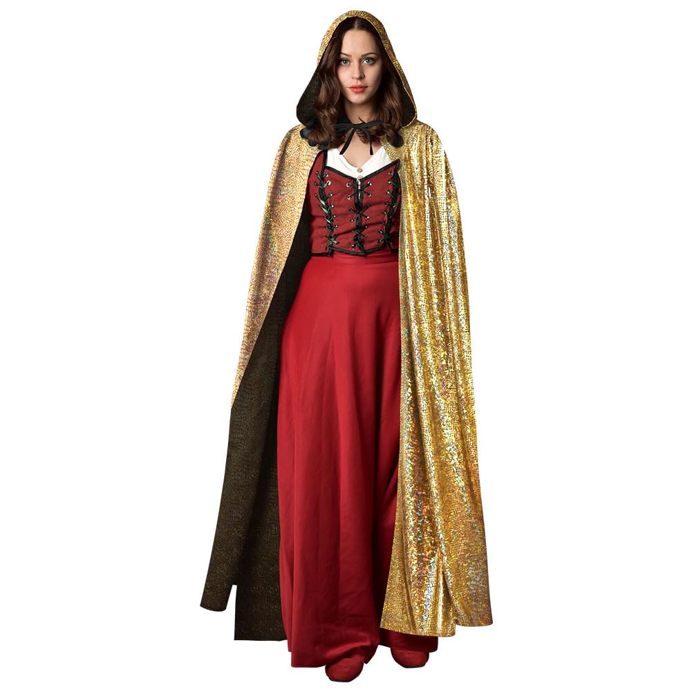 Brokatowa peleryna, peleryna z kapturem, peleryny długie dorosłe kostium na Halloween Cape Masquerade kostium na Boże Narodzenie cosplay