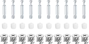 uxcell 10Set 15x14mm Furniture Cam Lock Fitting with 5.8x35mm Dowel Fasteners, 3-in-1 Metal Furniture Board Connecting Screws Bolts Assortment Kit for Cabinets Chairs Drawer