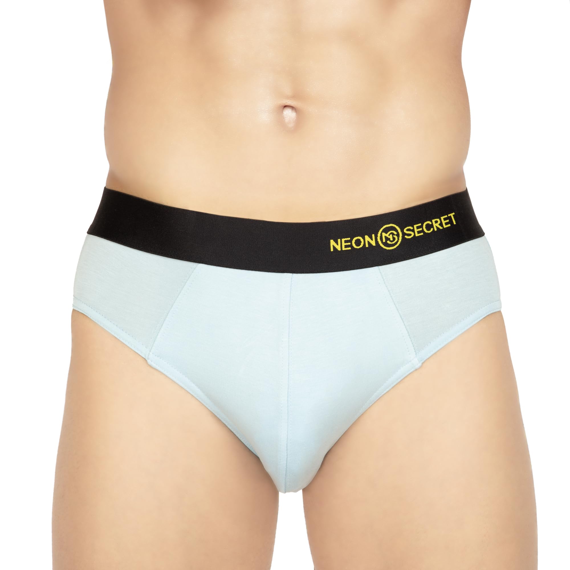 NEON SECRET Men's Underwear, Soft Antimicrobial Micro Modal Dualist Brief with Microfiber Waistband | Men Regular Solid and Classic Briefs Snug Fit