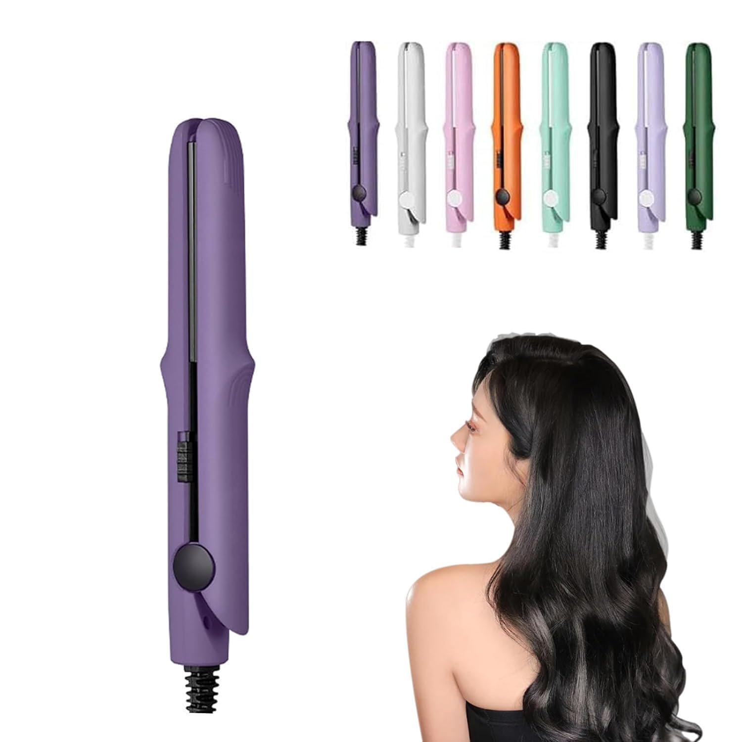 Upgrade Gadgetcab Curling Iron,Mini Curling Iron,Gadget Cab Mini Hair Curler,Curling Wand with Attachments,Flat Iron Hair Straightener and Curler 2 in 1,Portable Travel Curling Wand (Dark Purple)