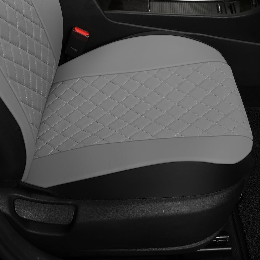 GIANT PANDA Front Seat Covers for Bucket Seats, Faux Leather Seat Covers Universal for Most Cars SUV and Mini Van (Grey)