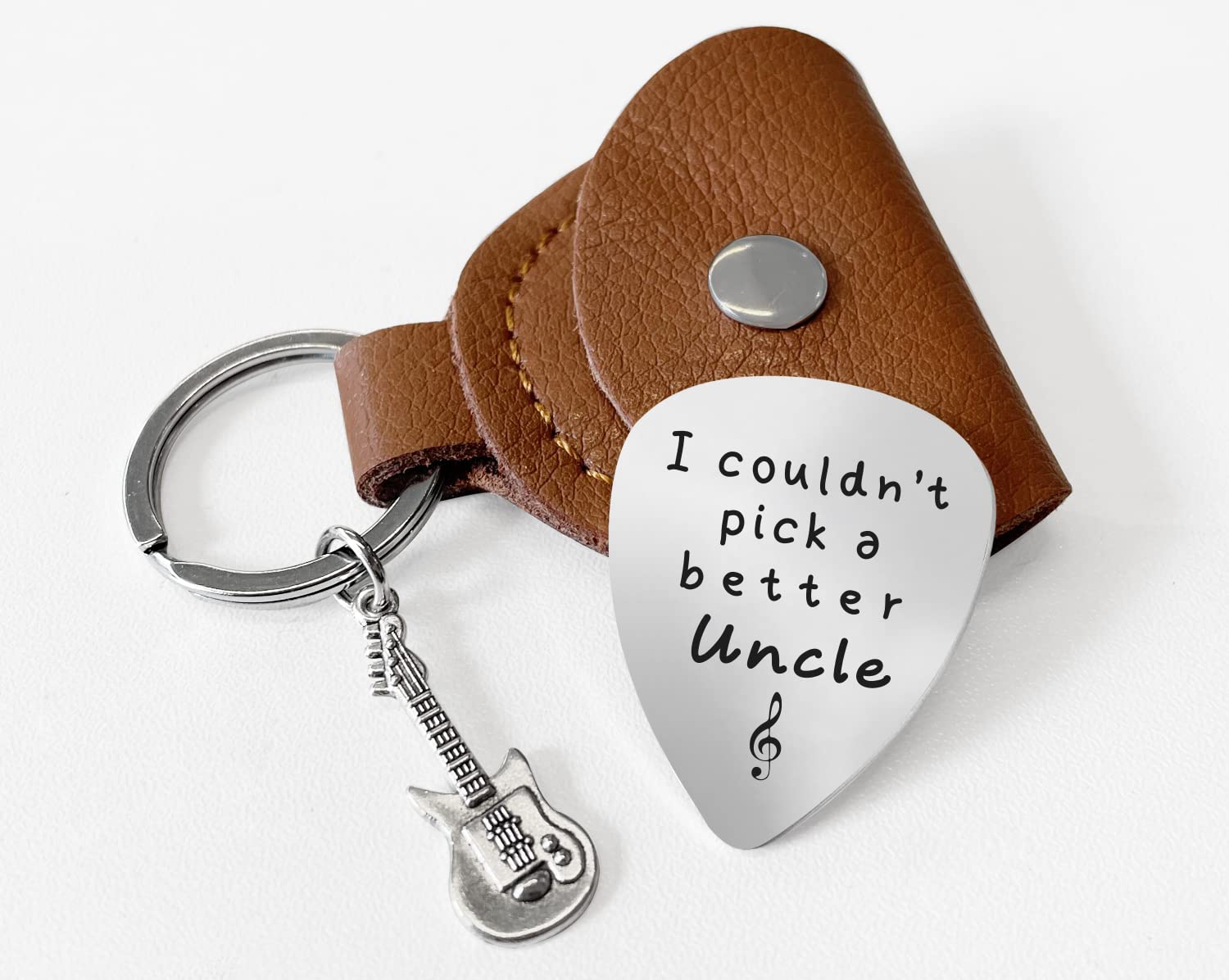Ptzizi I Couldn’t Pick A Better Uncle, Stainless Steel Guitar Picks Jewelry for Guitar Player Musician Man Uncle Father's Day Birthday Christmas Gifts