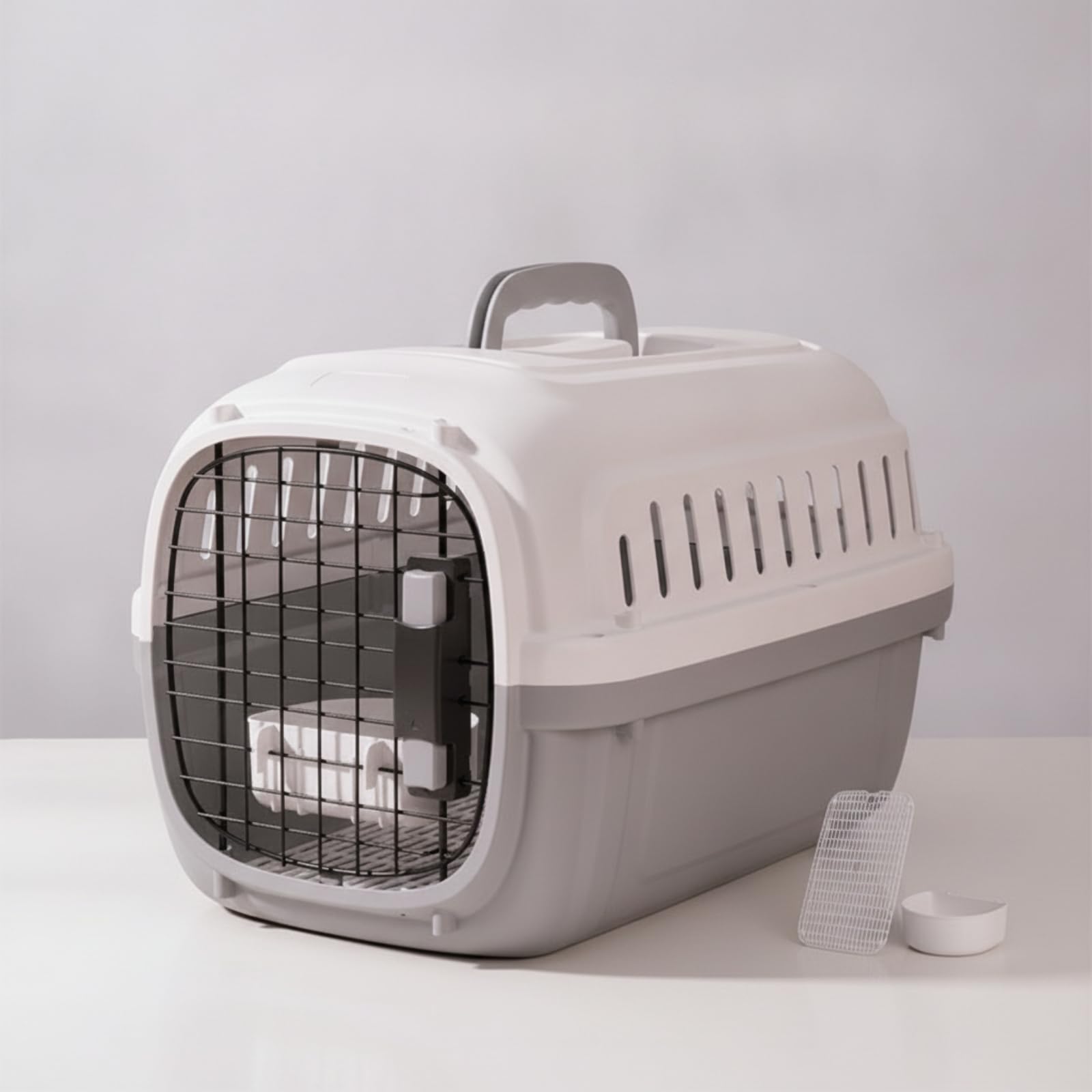 Gralara tín Rígido Seguro tín con Banja Transpirable Caja para Mascotas Pequeñas, Viajes en Coche, Verde Aguacate, 51 35 31CM