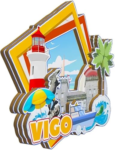Miniatura 2 de Vigo Galicia España imán de nevera de madera 3D monumentos de viaje coleccionables recuerdos decoración hecha a mano -3771