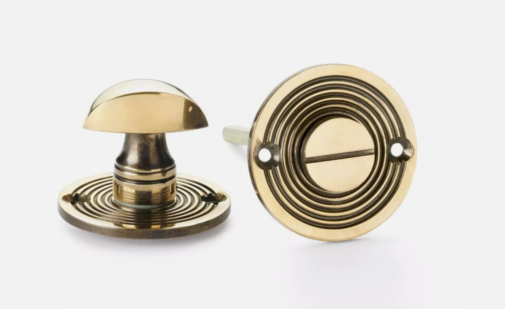 Aged Solid Brass Beehive Bathroom Thumb Turn Release Door Internal Reeded AB Hardware