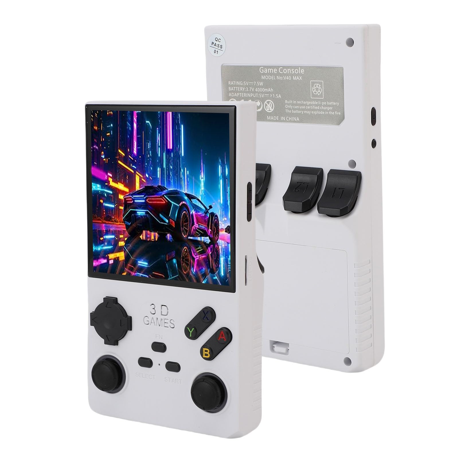 Elprico Konsole Gier, 4 -calowy Przenośny System Gier Retro z kartą 256 GB, Ekran HD 720x720 do Podróży (WHITE)