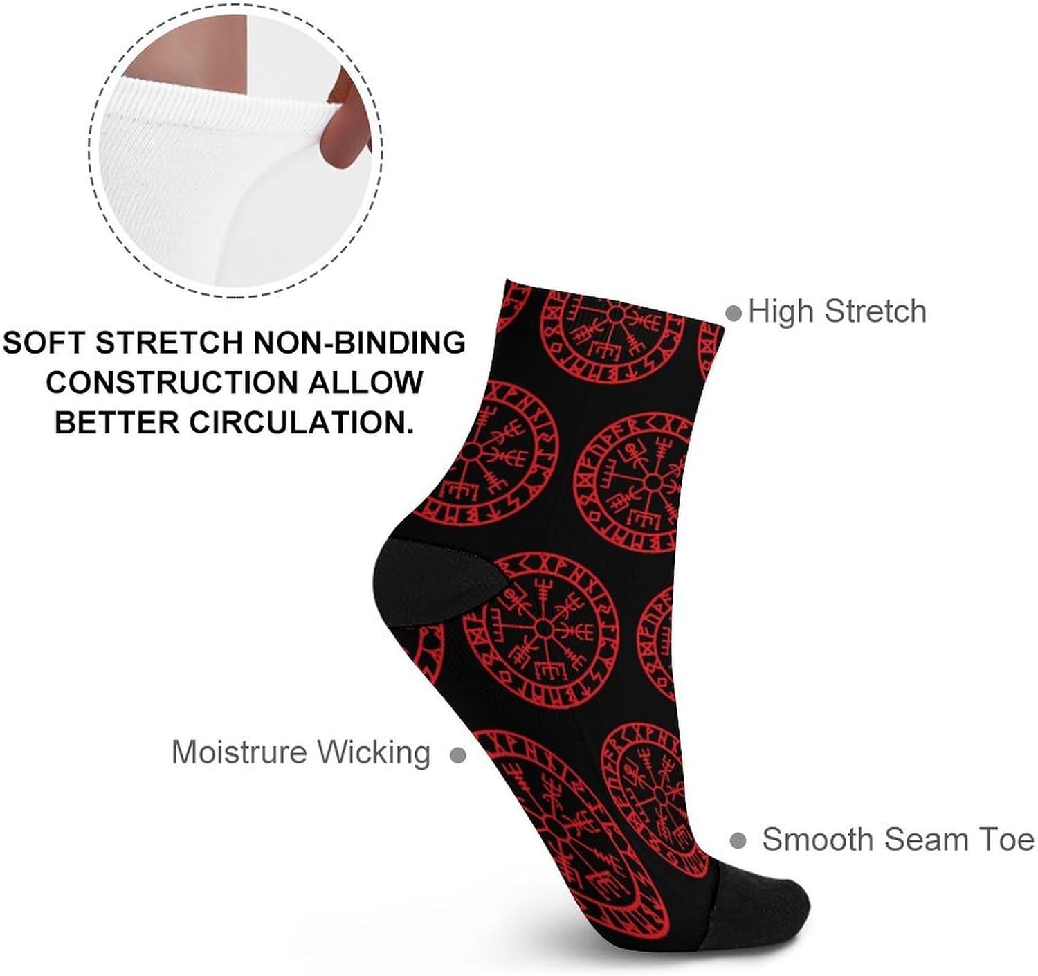 Viking Nordic Compass Knee High Socks Athletic Long Stockings Sport Casual Crew Tube Sock Boot