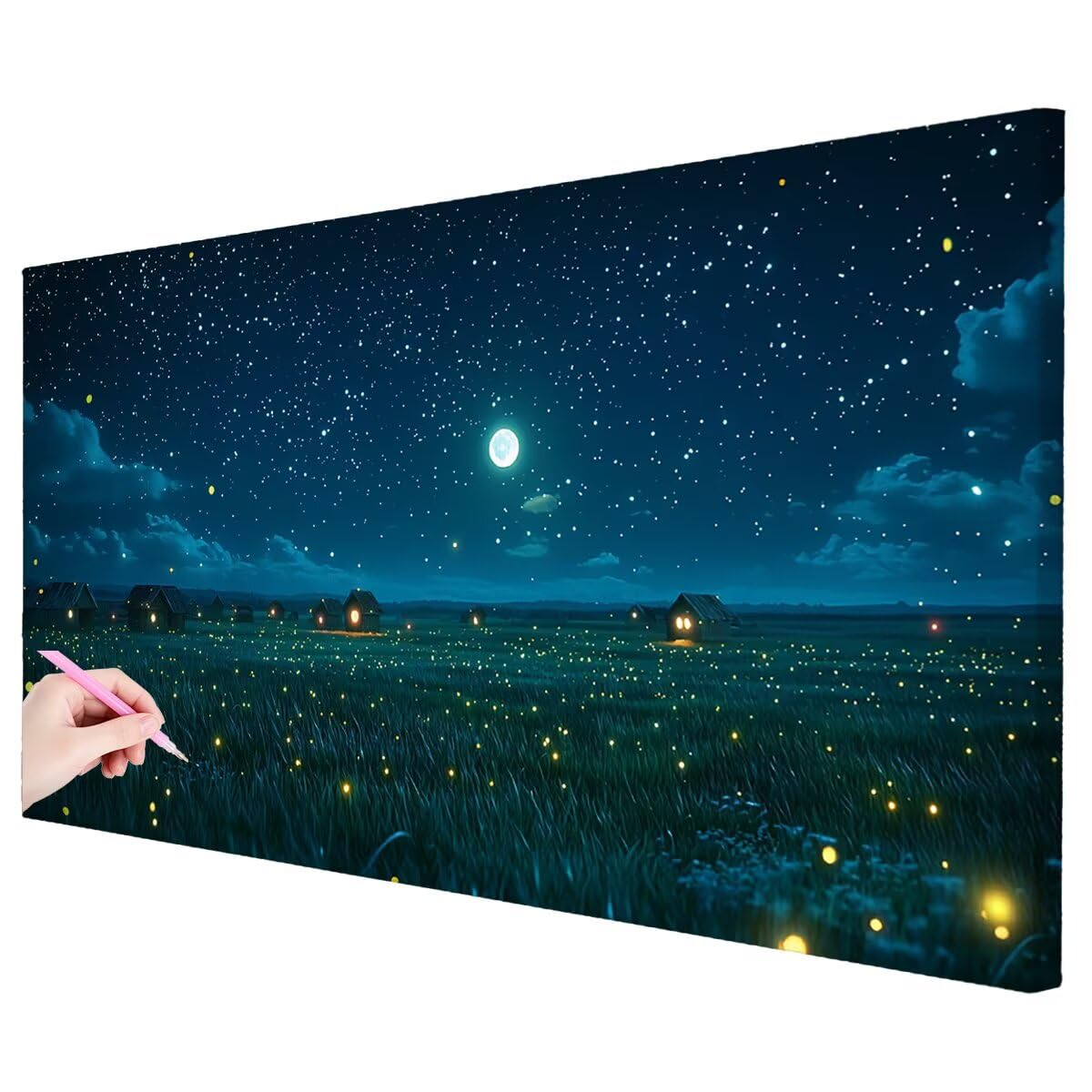 Wiejskie zestawy do sztuki diamentowej dla dorosłych, 120 x 60 cm, duży obraz diamentowy, gwiaździsta noc, DIY, duże zestawy sztuki kryształowej, rękodzieło dla dorosłych, 5D, pełne wiercenie