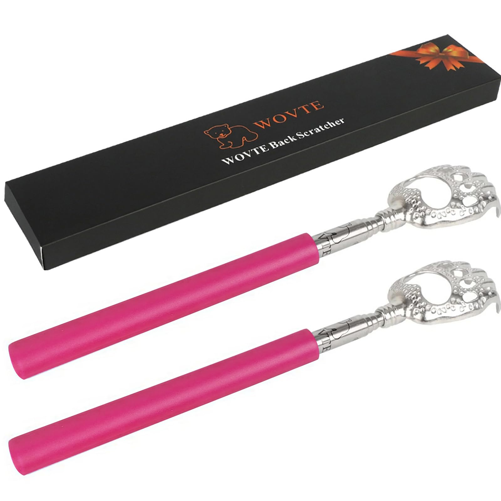 WOVTE Bear Claw Extendable Pink Back Scratcher for Women 2Pack