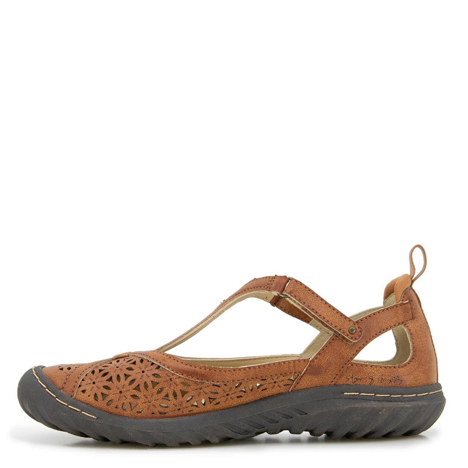 JBUWomen's Daffodil Comfort Casual Classic Mary Jane T-Strap Flats Fashion Shoes, Whiskey, 8