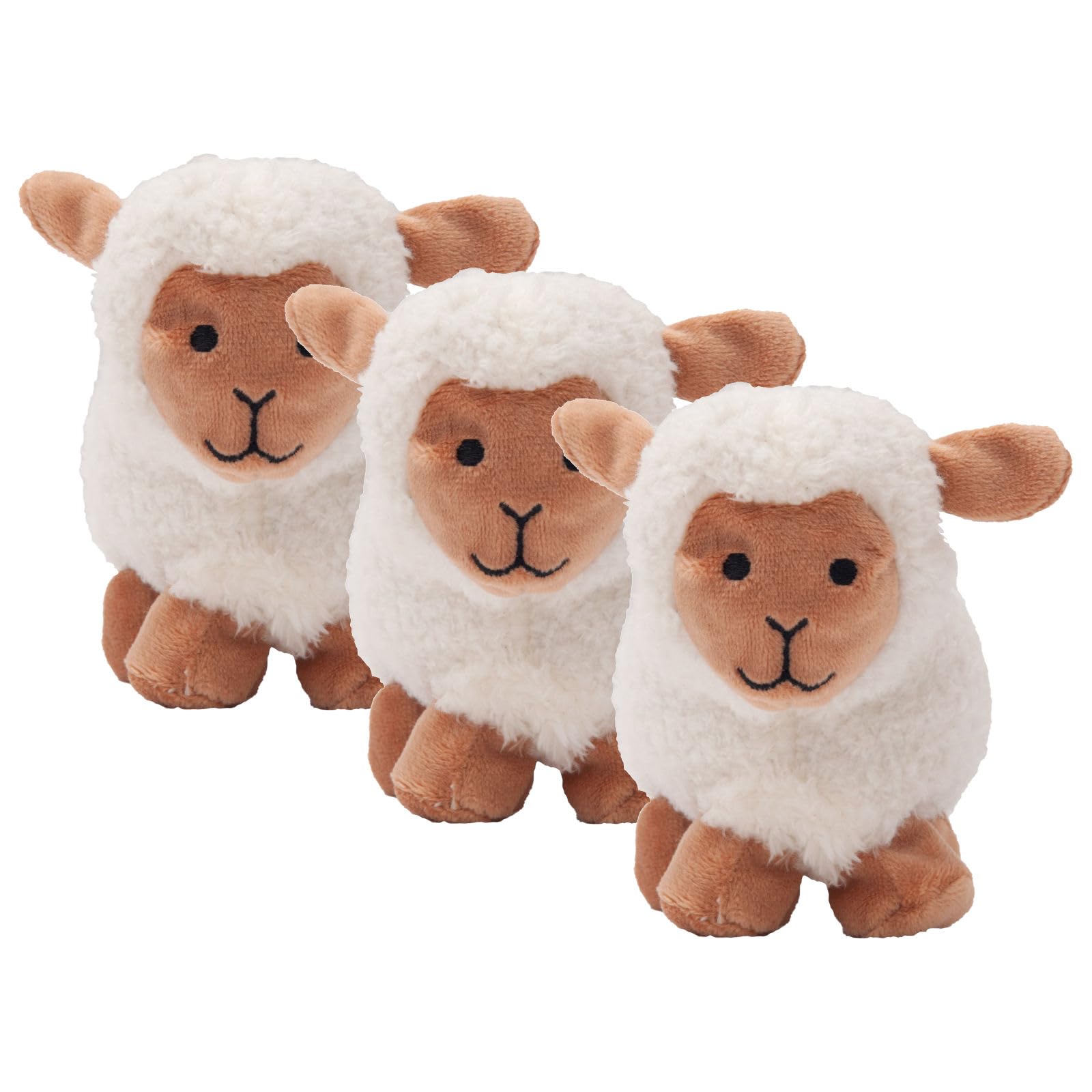 Aumüller Katzenspielzeug Schäfchen Sally, 3er Set - Plüschtier zum Schmusen mit Baldrianfüllung