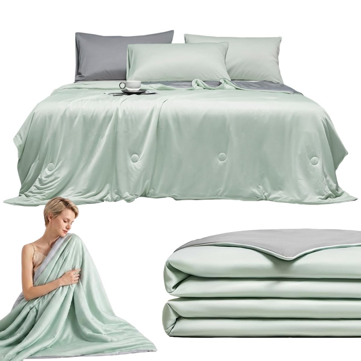 Anfaru Chillcomfort Sleeping Blanket Cooling Double-Sided Ice Silk Lightweight Breathable Anti Sweat 150 x 200 cm